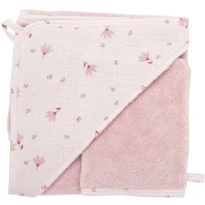 Cape de bain bambou + gant – Lovely Blossom – pétale