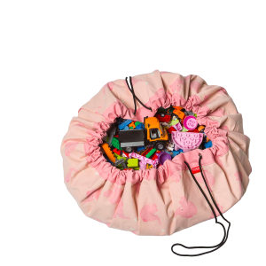Sac de rangement de jouets et tapis de jeux éléphant rose – Play&Go