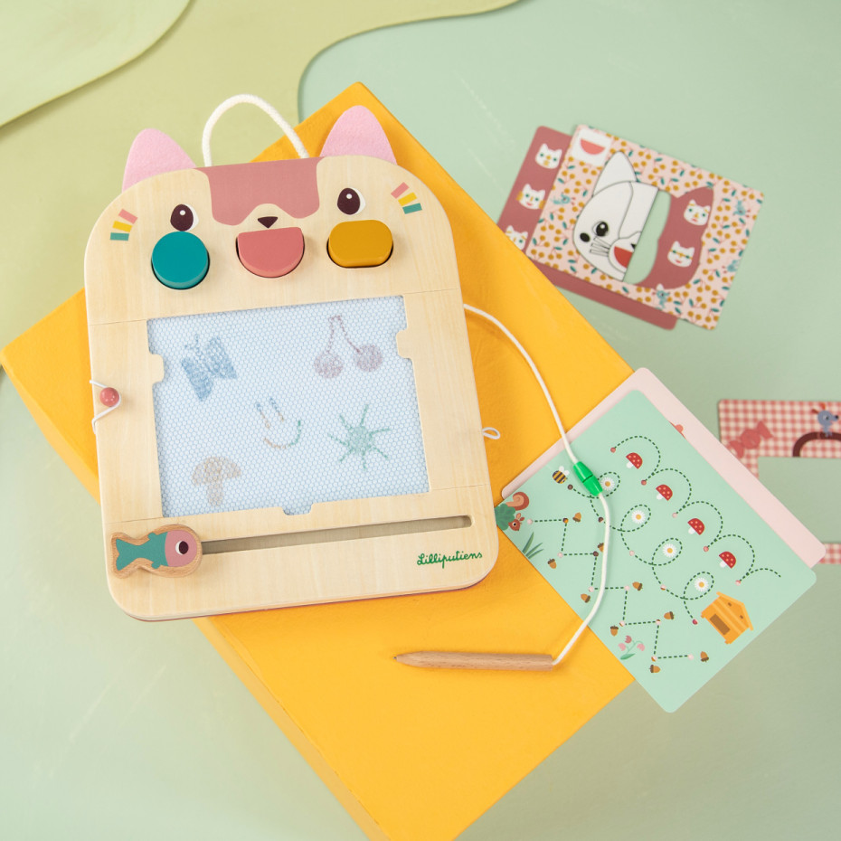 Ardoise Magique en bois Jeanne le chat – Image 3