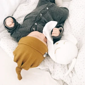 Bonnet bébé à nœud ALPES DU SUD MERINOS en laine mérinos