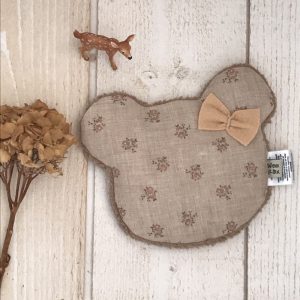 BOUILLOTTE SECHE – OURS – GAZE PETITES FLEURS ROSES-LIN