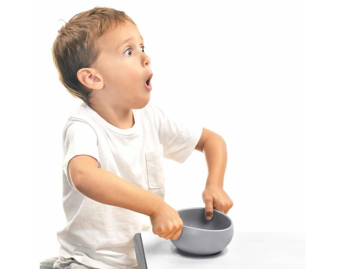 Bol bébé avec ventouse et couvercle en silicone – Marron – Image 3