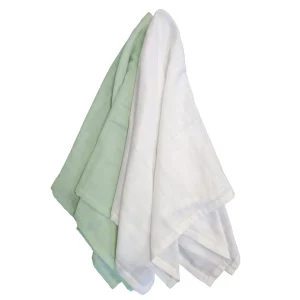 Lot langes en Mousseline Bio SUMMERVILLE ORGANIC Blanc & Vert menthe