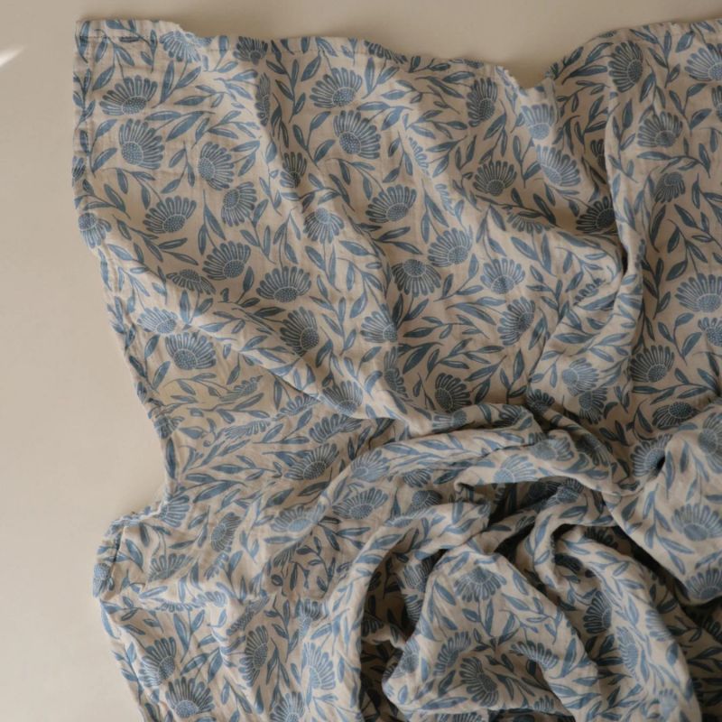 Maxi lange en coton Blue Flowers l Mushie – Image 4