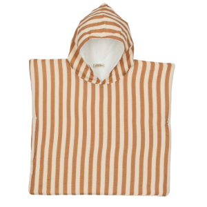 Poncho Gaze de coton l Rayures Camel
