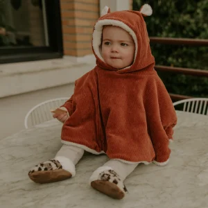 Poncho bébé velours Paprika