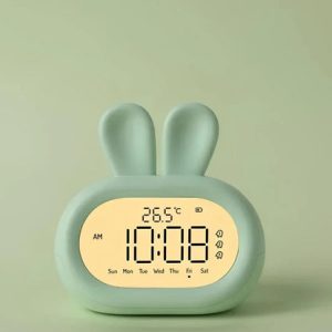 Reveil educatif  &  Veilleuse Lapin – Vert